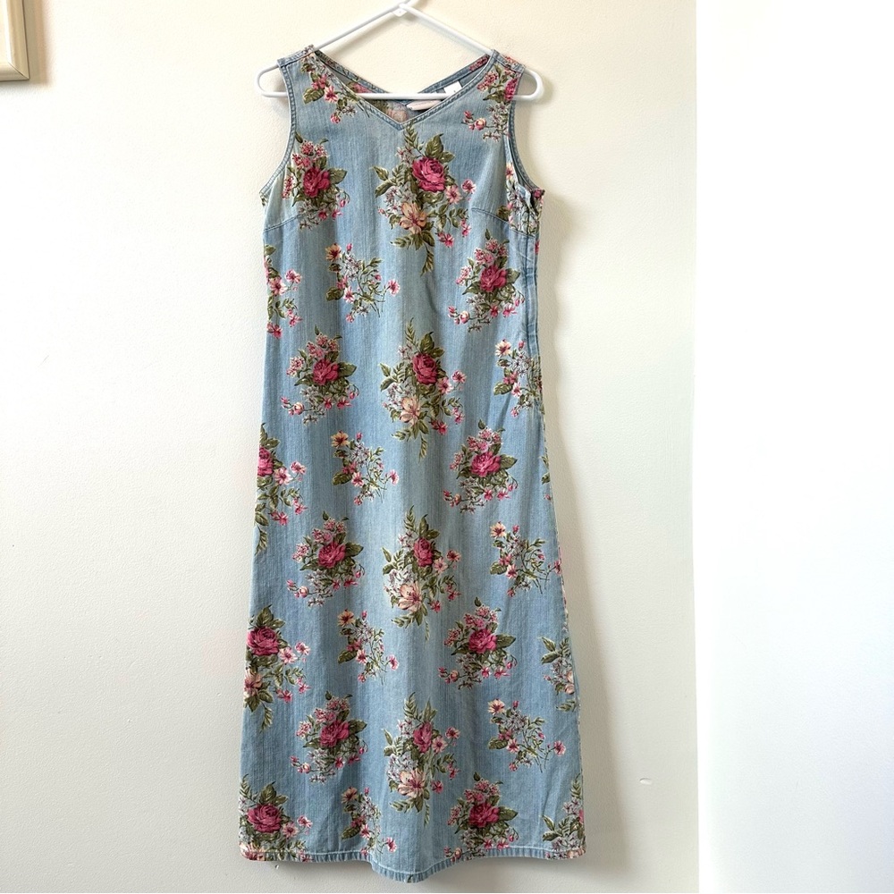 Liz Claiborne Lizwear Jeans vintage floral sleeveless dress. Size 8